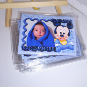 Mărturie Magnetică Personalizată | Mickey Baby – Prima Amintire