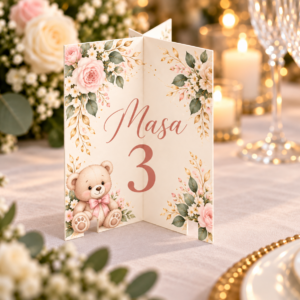 Număr de masă personalizat - Botez Armonie Florală