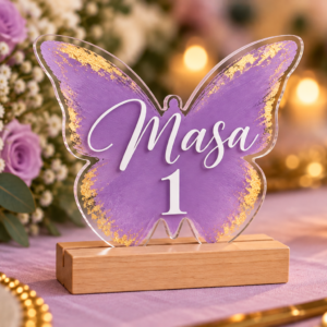 Număr de masă personalizat din acrilic | Fluture