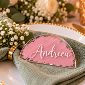 Placecard acrilic personalizat cu nume | Semicerc