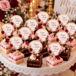 Mini toppere personalizate pentru candy bar | Nuntă Trandafiri Burgundy