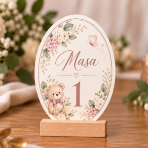 Număr de masă personalizat din carton – Model Botez Oval Clasic