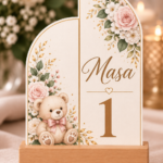 Număr de masă personalizat din carton – Model Siluetă Duo Botez
