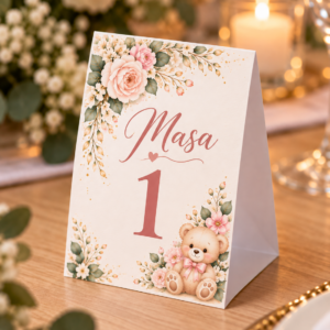 Număr de masă personalizat - Botez Piramidă Clasică