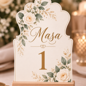 Număr de masă personalizat din carton – Model Eleganță Orientală