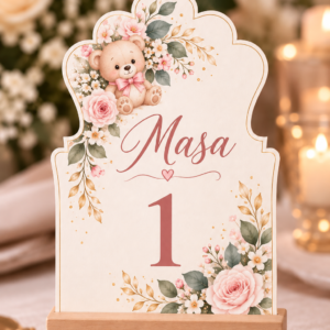 Număr de masă personalizat din carton – Model Botez Eleganță Orientală