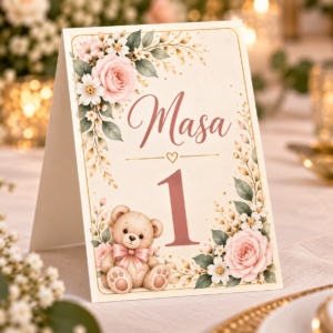 Număr de masă personalizat - Botez Cort Versailles