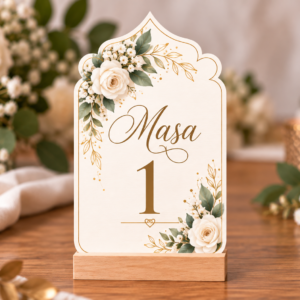 Număr de masă personalizat din carton – Model Ivory Blossom
