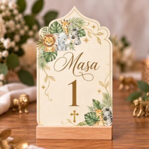 Număr de masă personalizat din carton – Model Botez Ivory Blossom