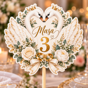 Numere de masă personalizate din carton cu bețișor | Nuntă