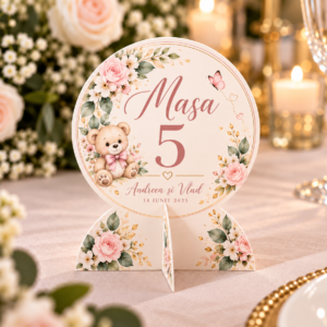 Număr de masă personalizat - Botez Medalion Regal