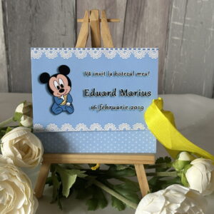Invitație Botez Pliabilă cu Panglică - Mickey