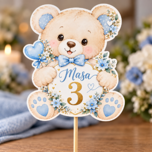 Numere de masă personalizate din carton cu bețișor | Botez