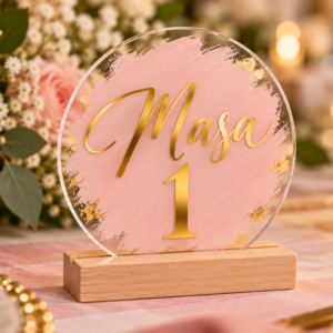 Număr de masă personalizat din acrilic | Rotund