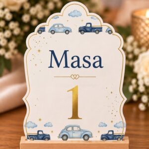 Număr de masă personalizat din carton – Model Botez Golden Elegance