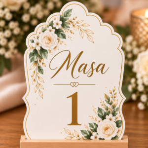 Număr de masă personalizat din carton – Model Golden Elegance