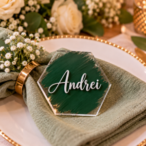Placecard acrilic personalizat cu nume | Hexagon