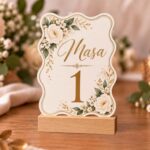 Număr de masă personalizat din carton – Model Ramă Valuri Elegante