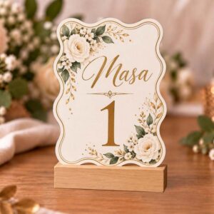 Număr de masă personalizat din carton – Model Ramă Valuri Elegante