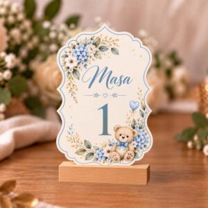 Număr de masă personalizat din carton – Model Botez Contur Regal