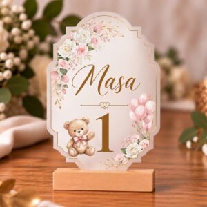 Număr de masă personalizat din carton – Model Botez Eleganță Imperială